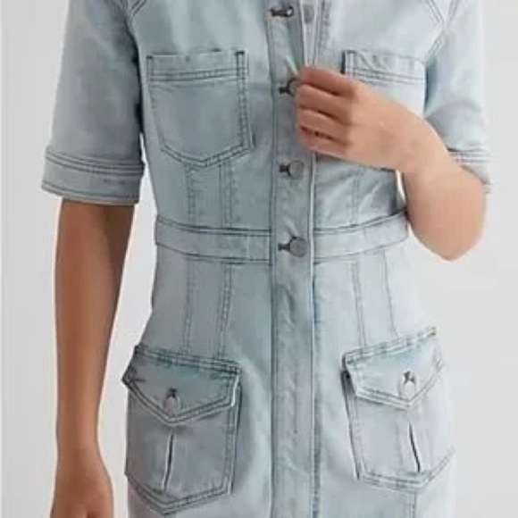 Express Light Wash Denim Jacket - Picture 3 of 6